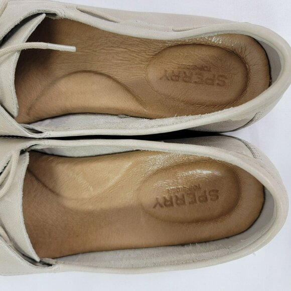 SPERRY Womens Leather Slip on shoes tie up bone beige Size 11 Style STS83444 EUC - Picture 8 of 13